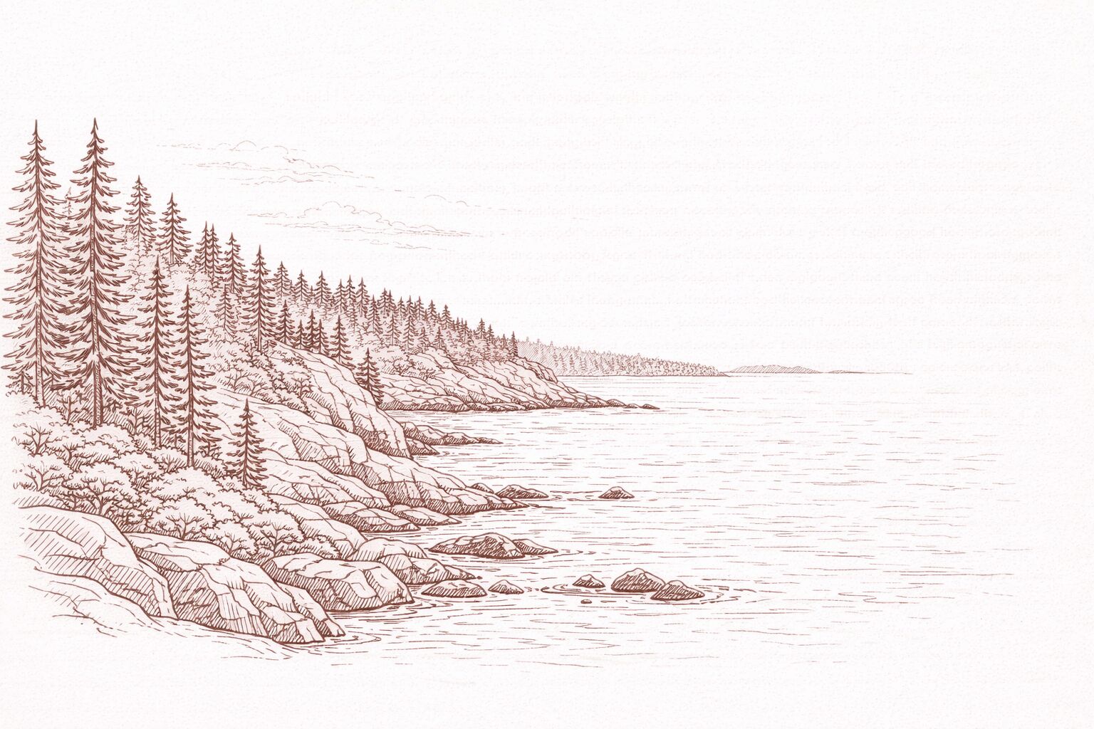 Main coastline in artistic outline style